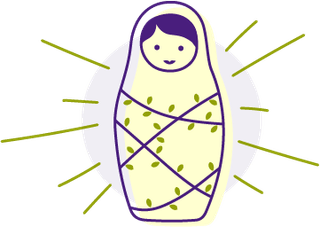 Dessin d'une petite matriochka qui se libère de ce qui l'entrave