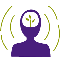 Dessin d'un personnage dans la tête duquel germe une jeune pousse symbolisant de nouvelles perspectives qui naissent grâce à l'hypnothérapie