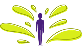 Dessin d'un personnage entouré de phylactères représentant les histoires de problèmes, mais aussi des histoires 
                                 préférées, matériau central de l'approche narrative