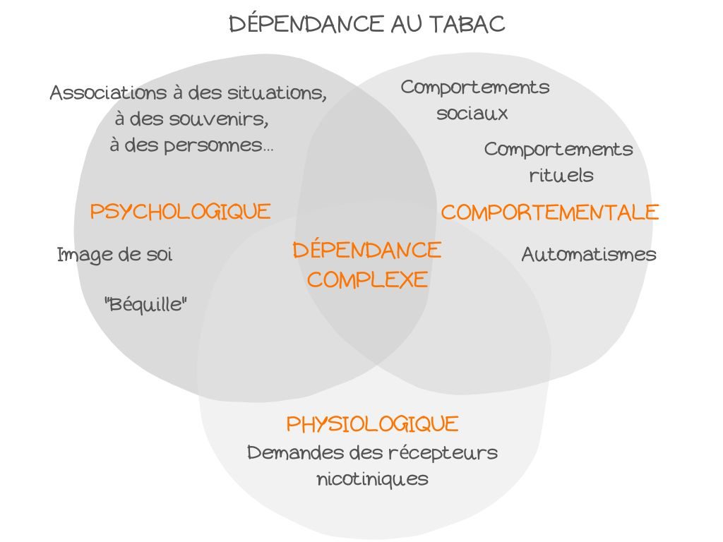 Illustration graphique des différents aspects de la dépendance au tabac